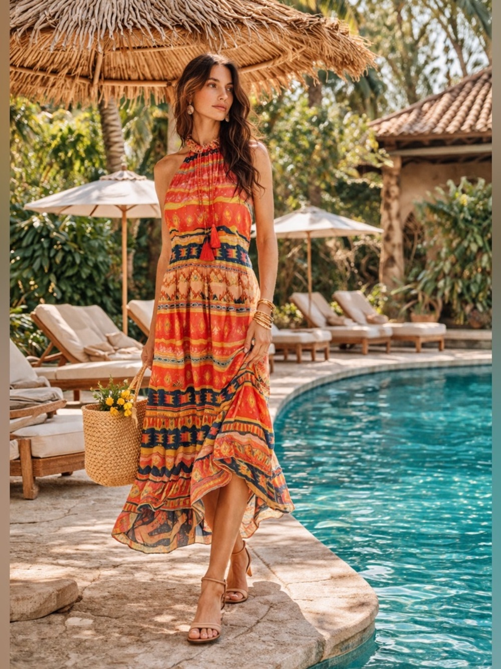 NWT Chufy Memories of Peru Mancora Viscose Lurex Chiffon Maxi Dress Size XS